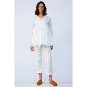 DOSA Christina Kim White Khadi Cotton Rabari Tunic Jacket Wrap Top Size 4 India